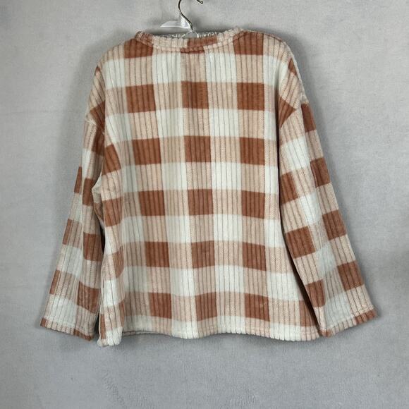 Joyspun Pajama Set Sweater & Joggers XL Stay Cozy Gingham Brown Fall - Picture 2 of 15